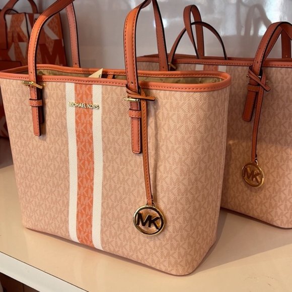 Michael Kors Jet Set Travel Medium Carryall Tote Sherbert Multi - Picture 9 of 16